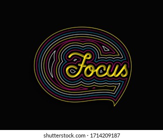 Focus Calligraphic Line art Text Poster vector illustration Design.