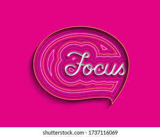 Focus Calligraphic Line art Text Poster vector illustration Design.