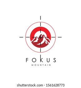 Focus Camera Mountain Photography Vector Logo Design