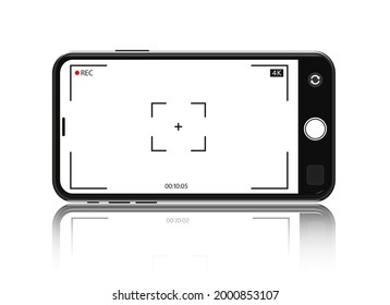 Focus of Camera Viewfinder. Focusing Screen of the Camera on Smartphone. Interface Viewfinder with Digital Camera Settings on Mobile Phone on white background. Vector illustration