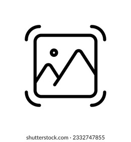 Focus capture image line icon vector. Vector illustration outline pictogram for infographic interface or design graphic.