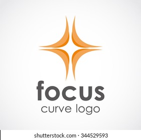 Focus of center curve abstract vector and logo design or template light business icon of company identity symbol concept