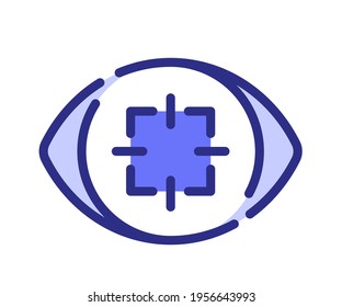 focus concentration sharpen attention single isolated icon with dash or dashed purple line style