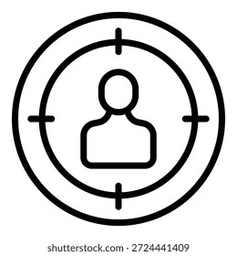 Ícone de foco do cliente vetor de contorno. Destino do cliente. Público do mercado