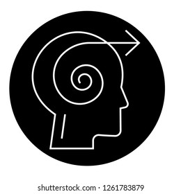 Focus decision head black vector concept icon. Focus decision head flat illustration, sign