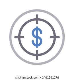 focus dollar colour line vector icon