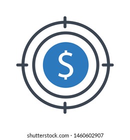 focus dollar glyph color vector icon