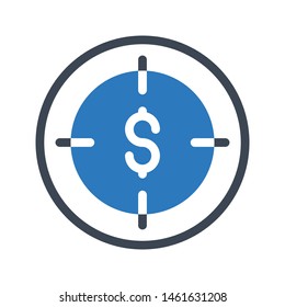 focus dollar glyph colour vector icon
