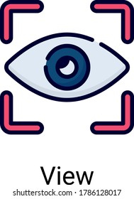 focus, eye color line icon isolated on white background