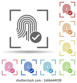 Focus, fingerprint, check, identify and correct in multi color style icon. Simple glyph, flat vector of business icons for ui and ux, website or mobile application