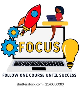 FOCUS - Follow One Course Until Success acronym. business concept background.  vector illustration concept with keywords and icons. lettering illustration with icons for web banner, flyer, landing