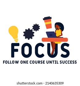 FOCUS - Follow One Course Until Success acronym. business concept background.  vector illustration concept with keywords and icons. lettering illustration with icons for web banner, flyer, landing