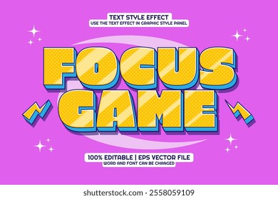 Focus Game Text Effect Editable 3d Cartoon Style