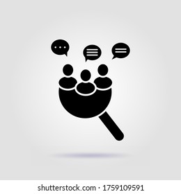 Focus Group Black Icon On Gray Background With Soft Shadow