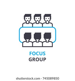Focus group concept , outline icon, linear sign, thin line pictogram, logo, flat vector, illustration