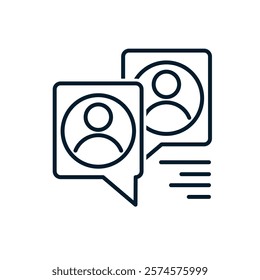 Focus group concept. Vector linear icon isolated on white background.
