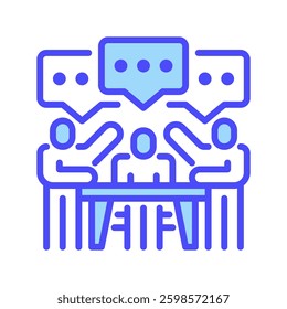 Focus Group Discussion line icon. linear style sign for mobile concept and web design. Outline vector icon. Symbol, logo illustration. Vector graphic