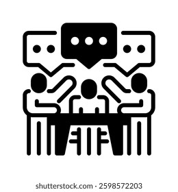 Focus Group Discussion line icon. linear style sign for mobile concept and web design. Outline vector icon. Symbol, logo illustration. Vector graphic