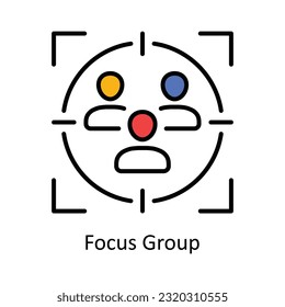 Ilustración Diseño de iconos de esquema rellenados por grupos de enfoque. Símbolo de marketing digital sobre archivo EPS 10 de fondo blanco