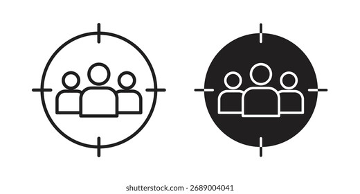 Icono de grupo de enfoque logotipo plano en blanco y negro