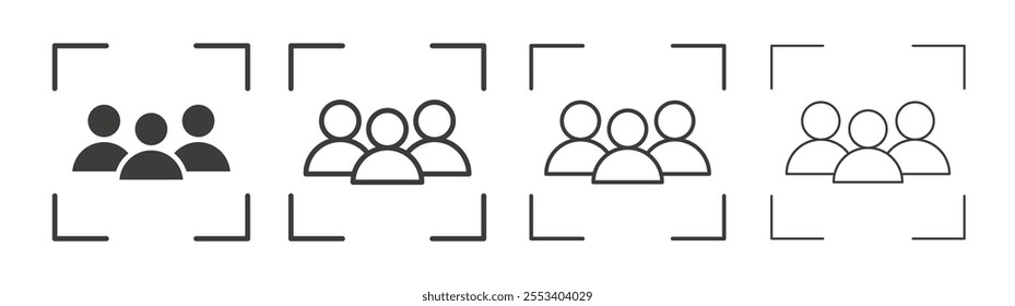 Focus group icons collection. vector set in black color