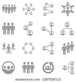 Focus Group Icons. Gray Flat Design. Vector Illustration.