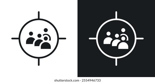 Focus group icons in solid black and white colors