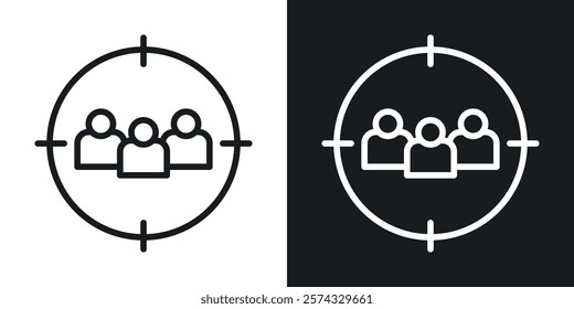 Focus group icons in thin black and white stroke liner style