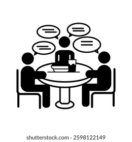 Focus Group Line Icon and Doodle, Sketch, Hand Drawing, Design Element
