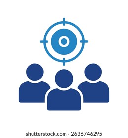 Focus Group mini illustration dual tone color icon, use for research and development, education, industry, UI, UX kit, app and web development, digital or print.