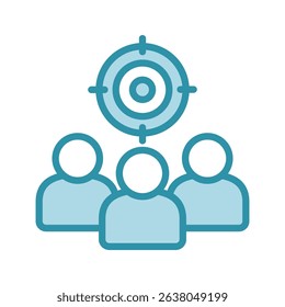 Focus Group mini illustration dual tone color icon, use for research and development, education, industry, UI, UX kit, app and web development, digital or print.