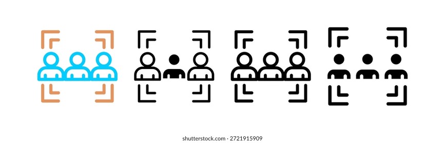 Grupo de enfoque Ilustración de conjunto de iconos de estilo múltiple