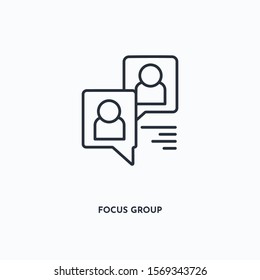 Focus group outline icon. Simple linear element illustration. Isolated line Focus group icon on white background. Thin stroke sign can be used for web, mobile and UI.