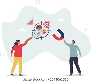 Focus group research service.people study target audience in centric aim for business promotion and brand product advertising.flat characters.