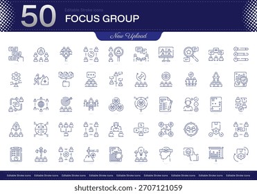 Icono de trazo de grupo de enfoque. Conjunto de iconos de línea de grupo de enfoque. paquete de iconos de trazo editable. Línea, delgado, Paquete de icono de estilo lineal. Totalmente personalizable