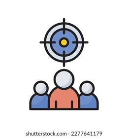 Konzentrierte Gruppe, Vektorgrafik gefüllt Umriss Icon Design Illustration. SEO-Entwicklungs- und Marketing-Symbol auf weißem Hintergrund EPS10-Datei