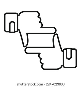 Focus hands icon outline vector. Team customer. Job team