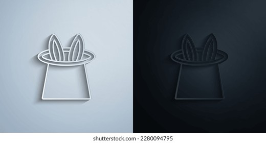 Focus, hat, rabbit paper icon with shadow effect vector illuistration design