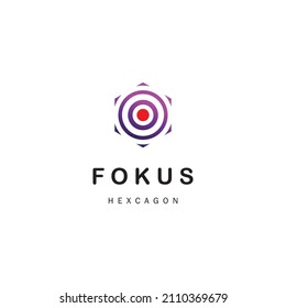 focus hexagon logo color vector template design illustration