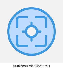 Focus icon in blue style about camera, use for website mobile app presentation