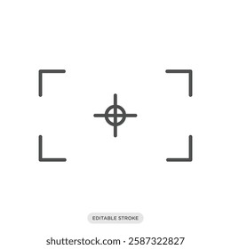 Focus icon. Camera and photography symbol sign vector illustration in line style.