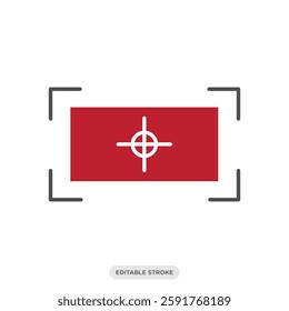 Focus icon. Camera and photography symbol sign vector illustration in color fill style.
