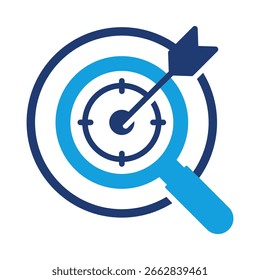 Focus Icon | Concentration and Goal Achievement | Target and Magnifying Glass