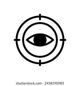 Icono de enfoque con el ojo en el centro del orificio de orientación
