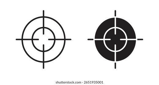 Icono de enfoque. Versiones planas y de trazo. Elementos gráficos.
