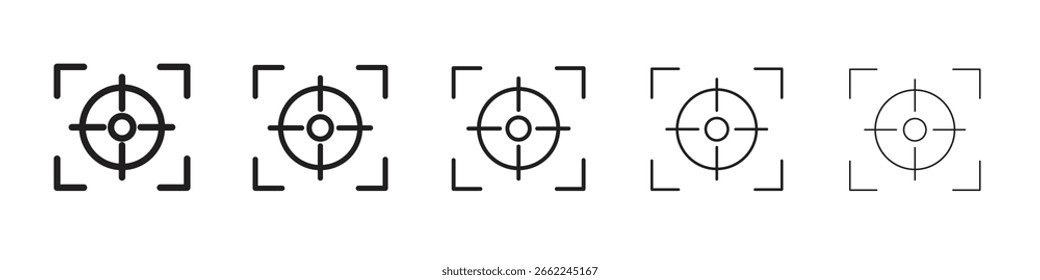Fokussymbol, einzelne Silhouette auf weißem Hintergrund. Vektorgrafik.