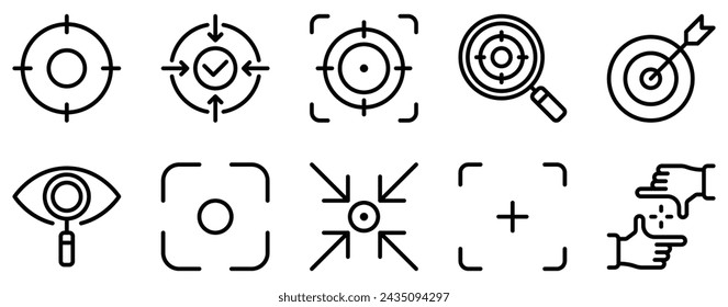 focus icon line style set collection