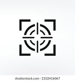 Focus icon on white background, focus lens vector  