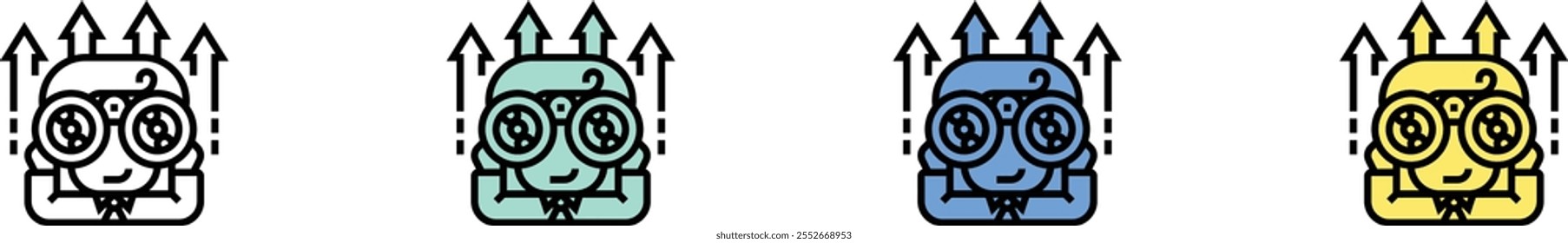 focus icon. Outline, Green, Blue and Yellow Style Design Isolated On White Background