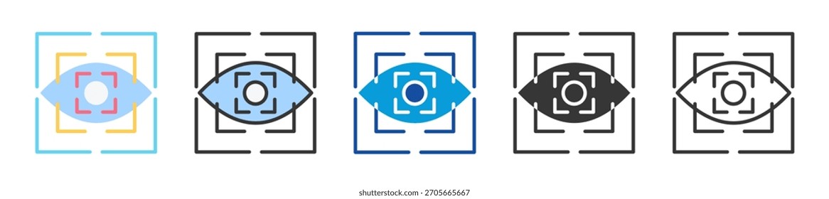 Conjunto de iconos de enfoque Estilo múltiple Varias colecciones